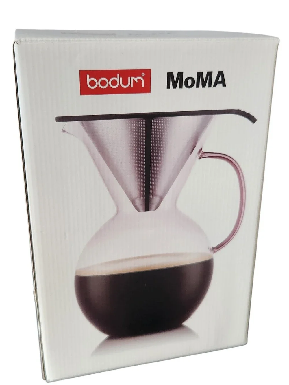 Bodum MoMA Pour Over Coffee Maker with Permanent Filter 1 Liter Pink Glass NEW